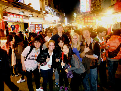 Students pose for a photo in Taipei