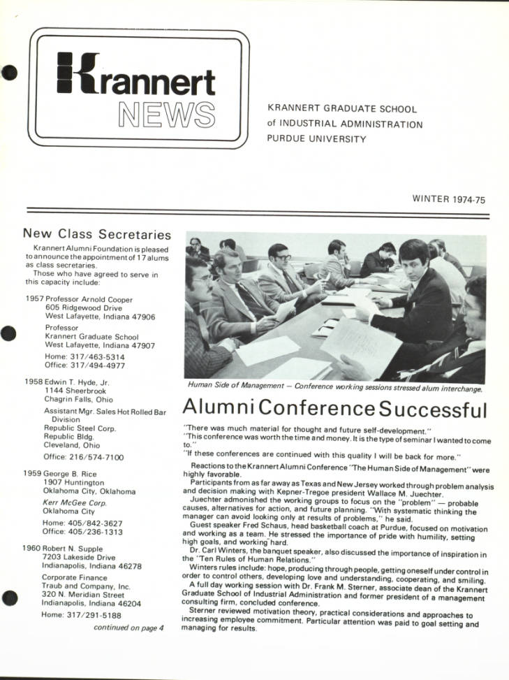 Krannert news, winter 1974