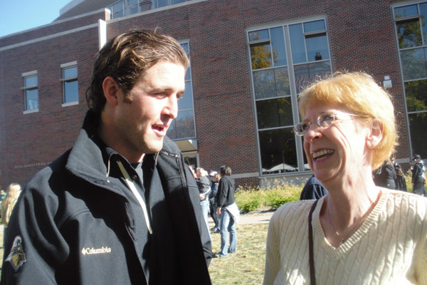 Steuart Martens talked with many alumni, students, and fans at homecoming